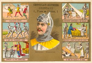 Bertrand du Guesclin, französischer Militärkommandant, und Szenen aus seinem Leben von French School